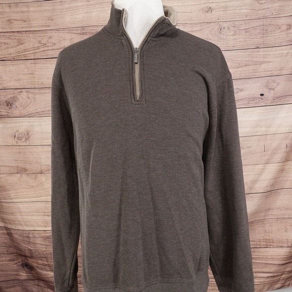 VAN HEUSEN BROWN MOCK NECK 1/4 ZIP PULLOVER SWEATER MENS SIZE XXL 2XL - Picture 4 of 8